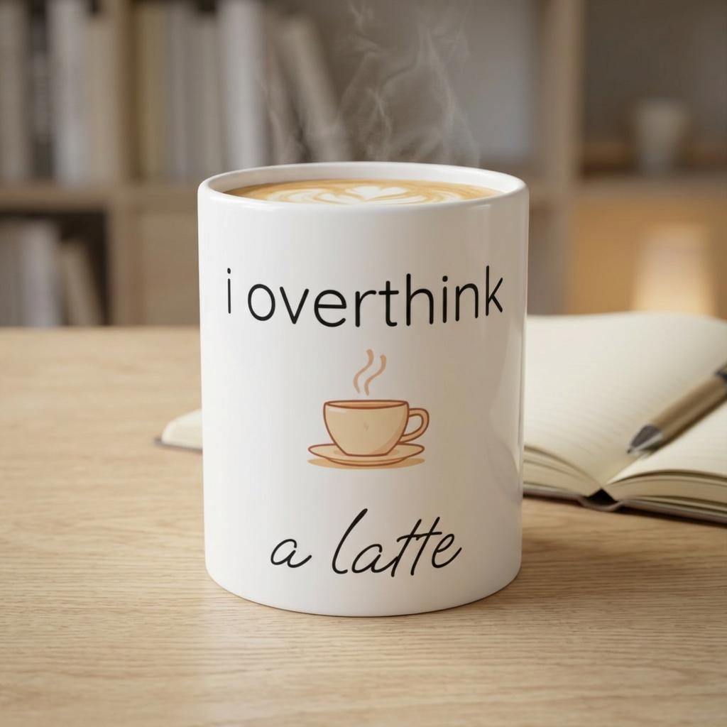 i overthink a latte mug