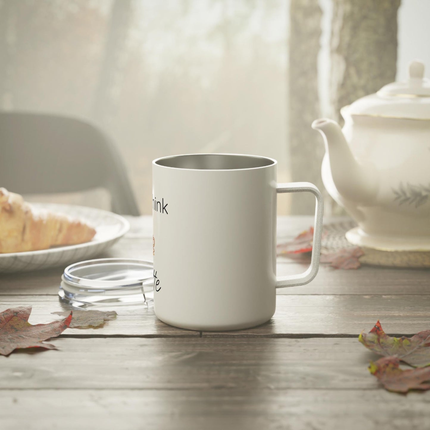 i overthink a latte insulated mug