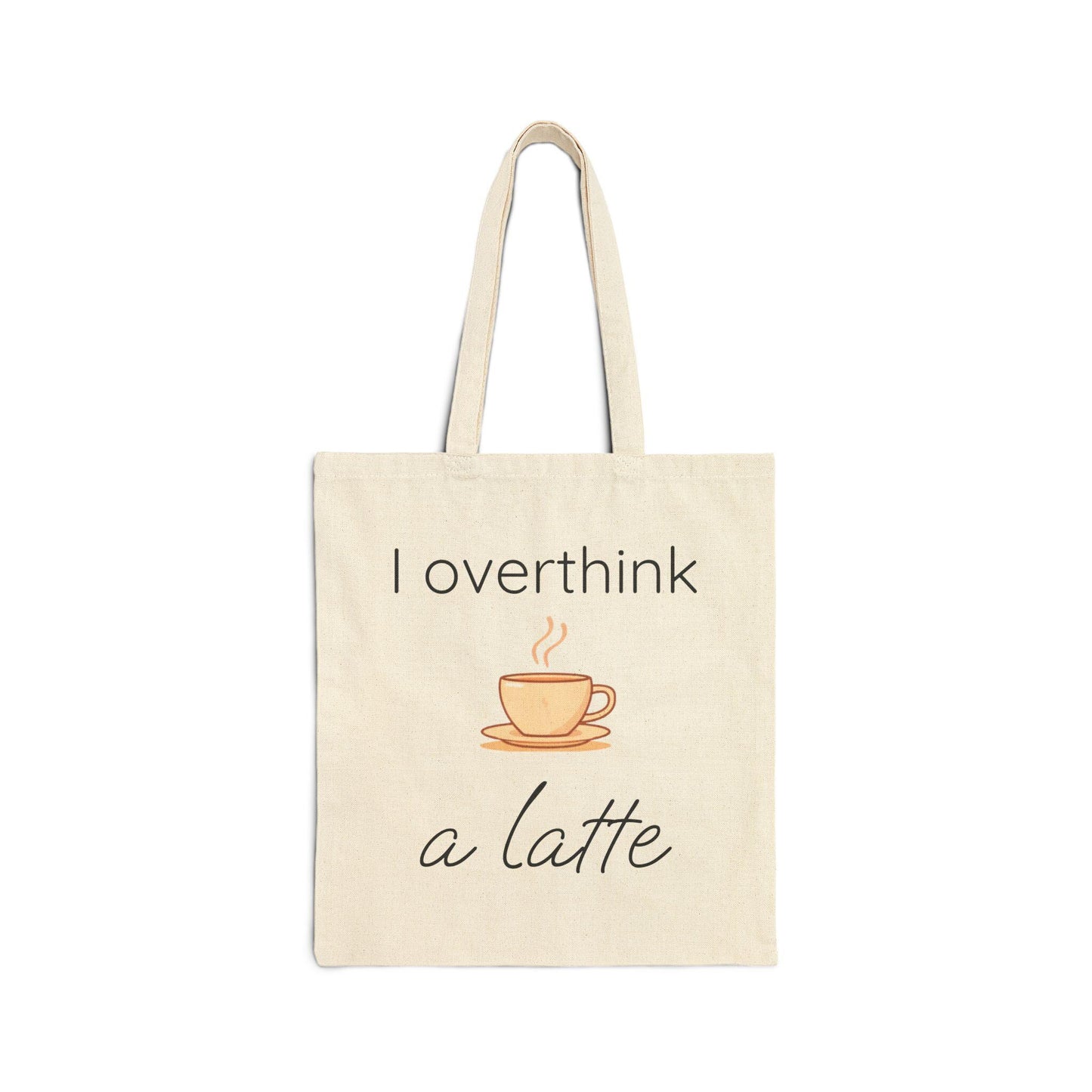 i overthink a latte tote bag funny canvas tote overthinker gift coffee lover book bag anxiety humor cozy aesthetic cute reusable tote