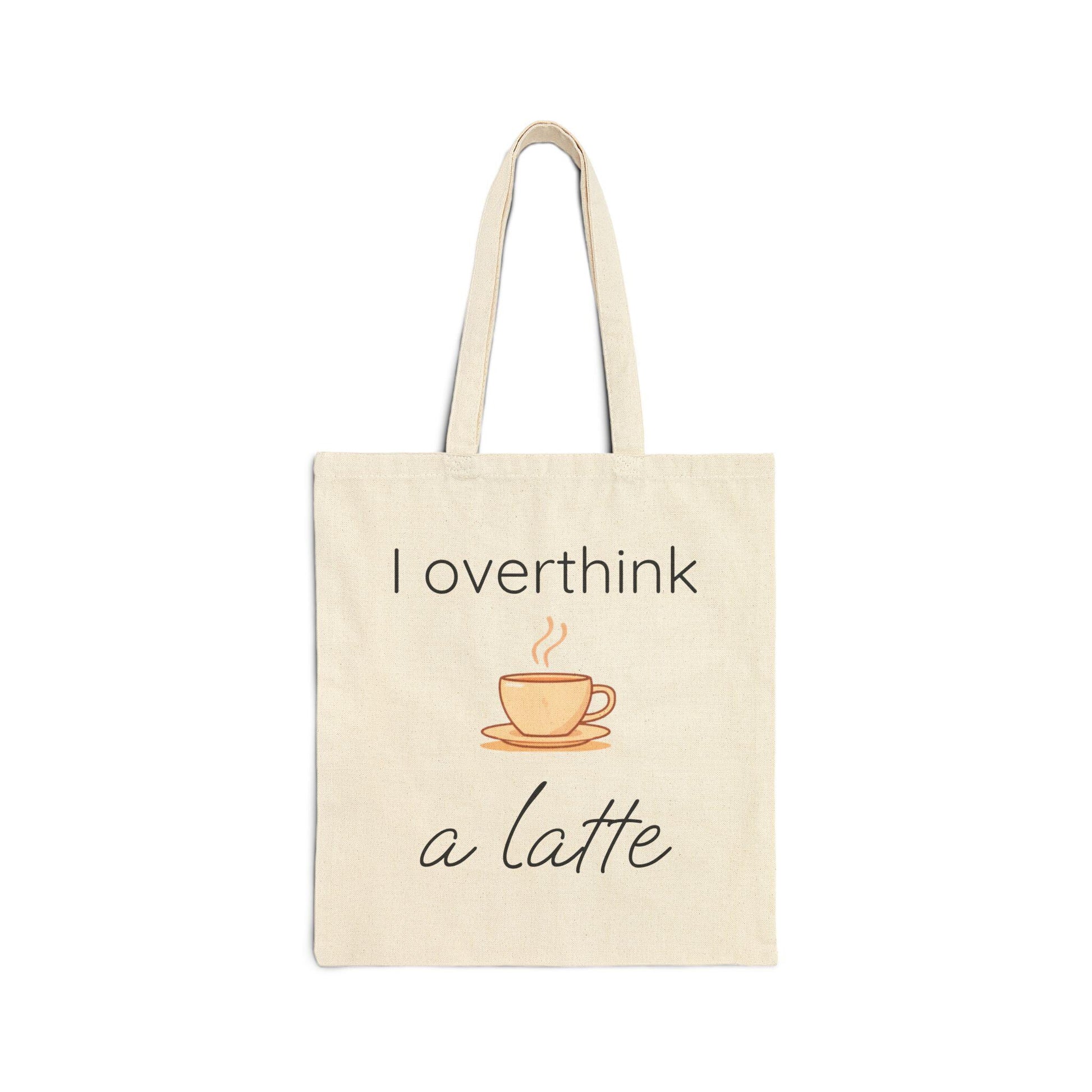i overthink a latte tote bag funny canvas tote overthinker gift coffee lover book bag anxiety humor cozy aesthetic cute reusable tote