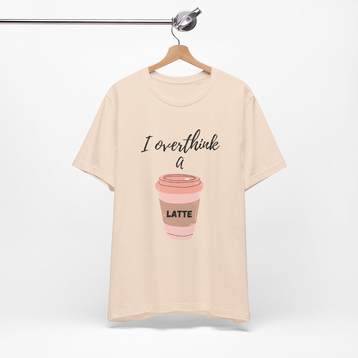 I Overthink a Latte Shirt | Cute Coffee Tee | Illustrated Latte Cup Shirt | Aesthetic Coffee Lover Gift | Funny Cursive Graphic Tee | Unisex