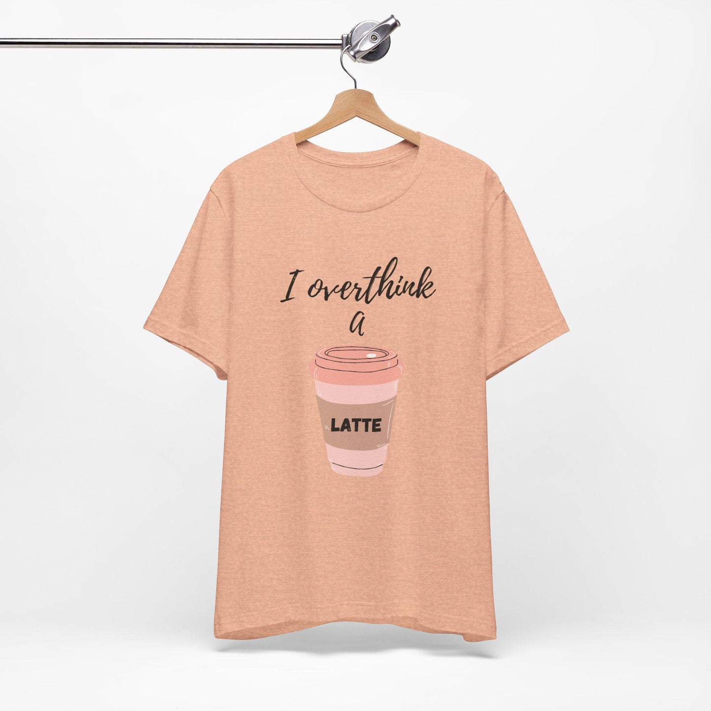 I Overthink a Latte Shirt | Cute Coffee Tee | Illustrated Latte Cup Shirt | Aesthetic Coffee Lover Gift | Funny Cursive Graphic Tee | Unisex