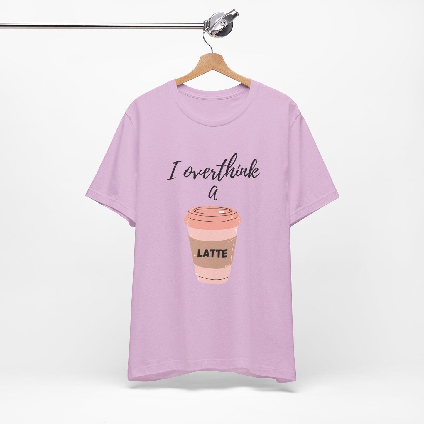 I Overthink a Latte Shirt | Cute Coffee Tee | Illustrated Latte Cup Shirt | Aesthetic Coffee Lover Gift | Funny Cursive Graphic Tee | Unisex