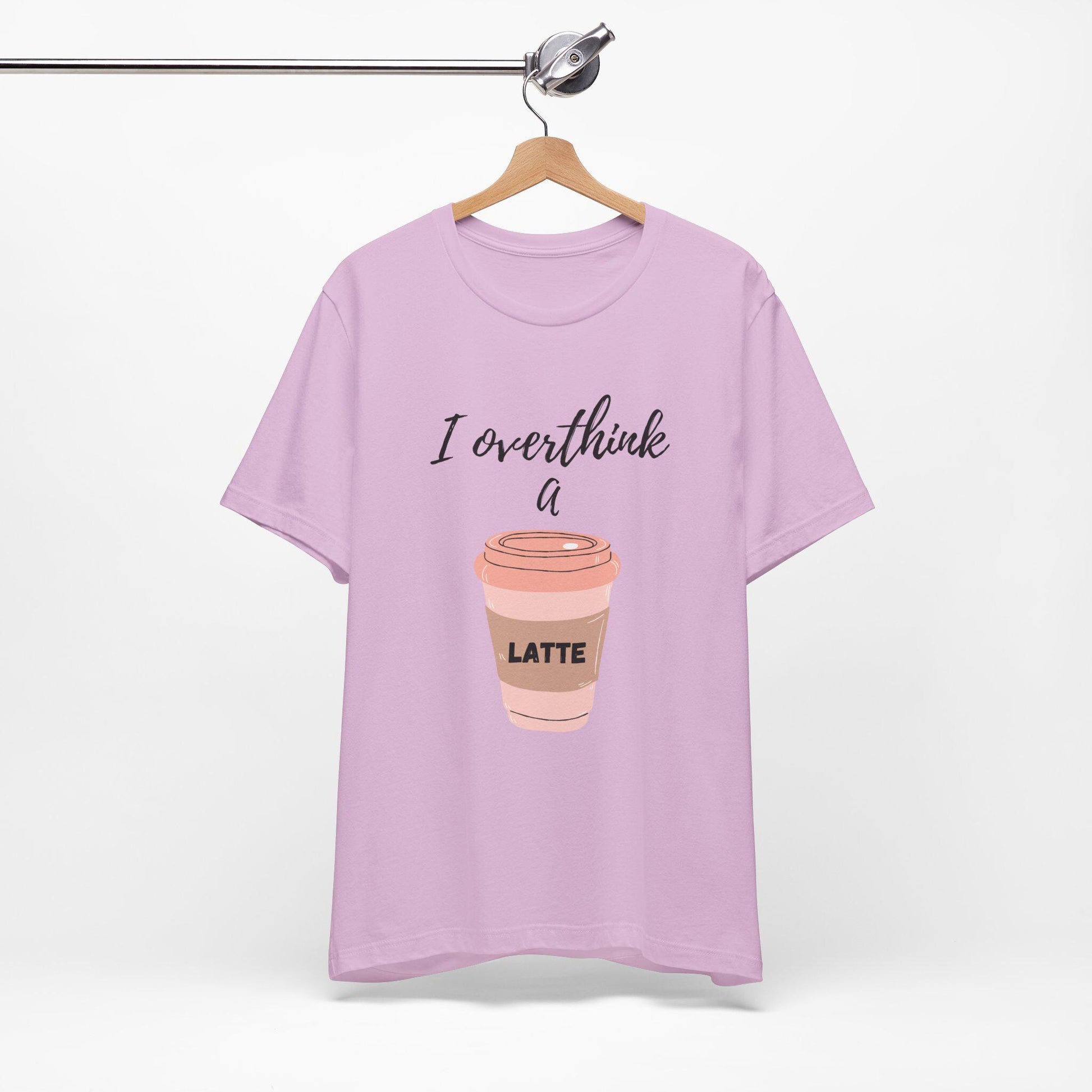 I Overthink a Latte Shirt | Cute Coffee Tee | Illustrated Latte Cup Shirt | Aesthetic Coffee Lover Gift | Funny Cursive Graphic Tee | Unisex