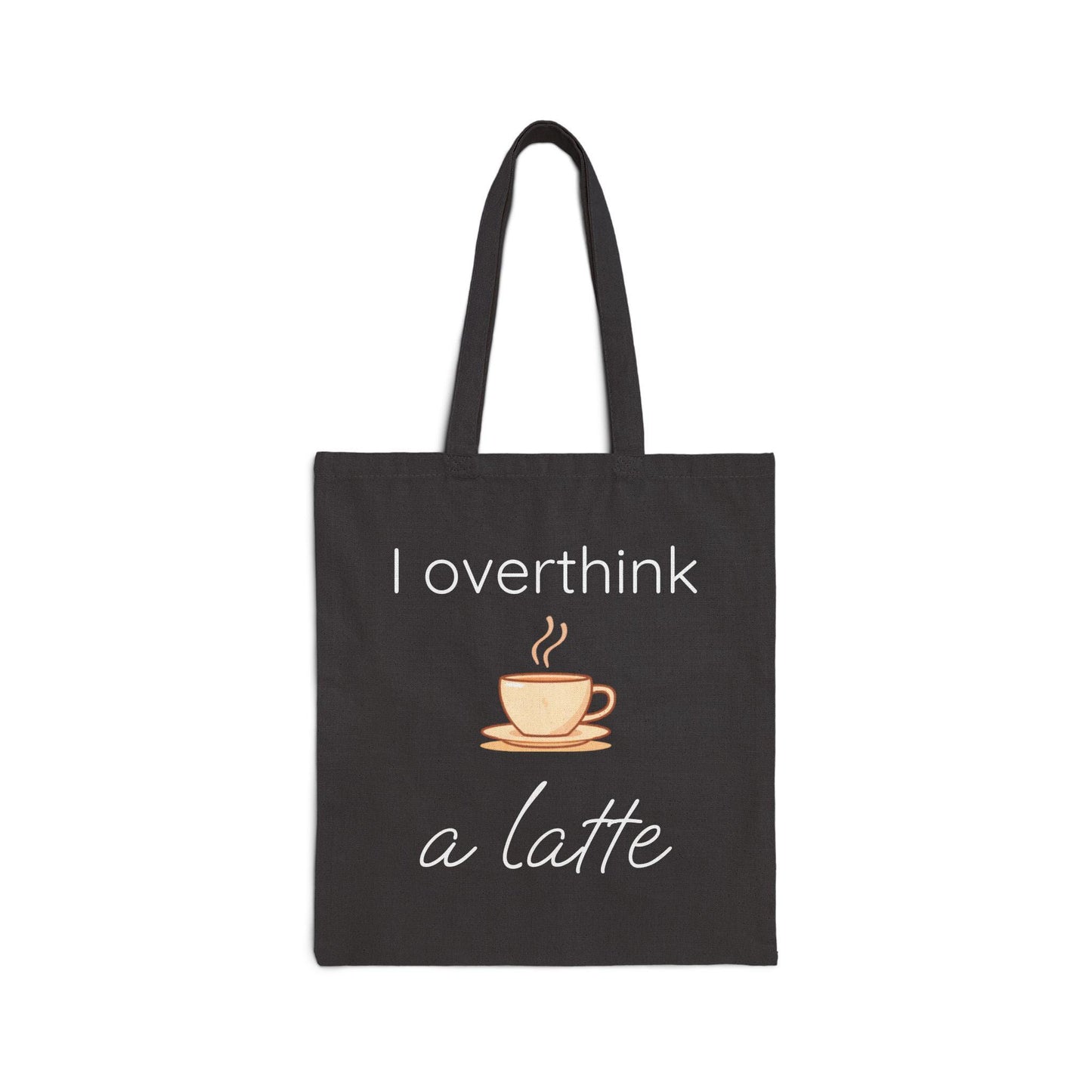 i overthink a latte tote bag funny canvas tote overthinker gift coffee lover book bag anxiety humor cozy aesthetic cute reusable tote